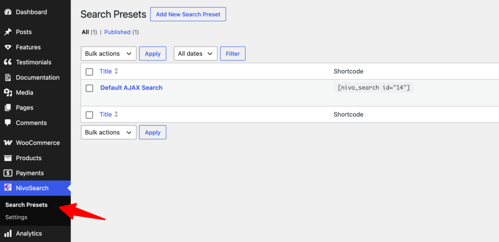 Search Presets