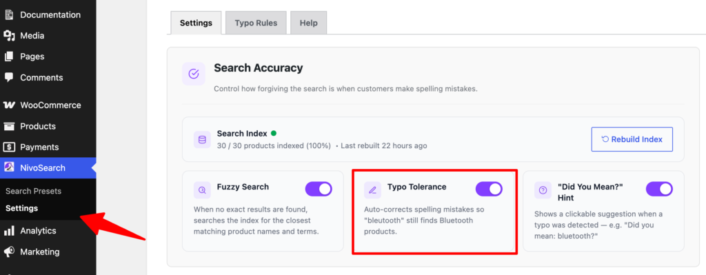Typo Tolerance & Synonyms